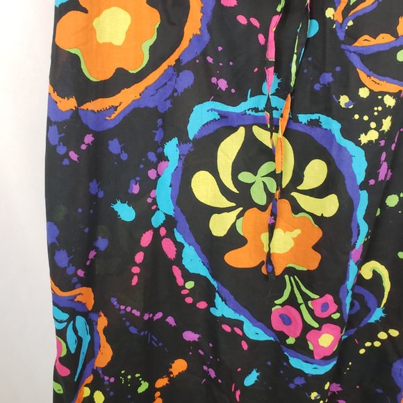 Xhiliration Black Vibrant Rainbow Paisley Paint Splatter Maxi Dress Size Medium - Picture 4 of 10